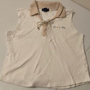 Girls Cream Sleeveless Polo Shirt